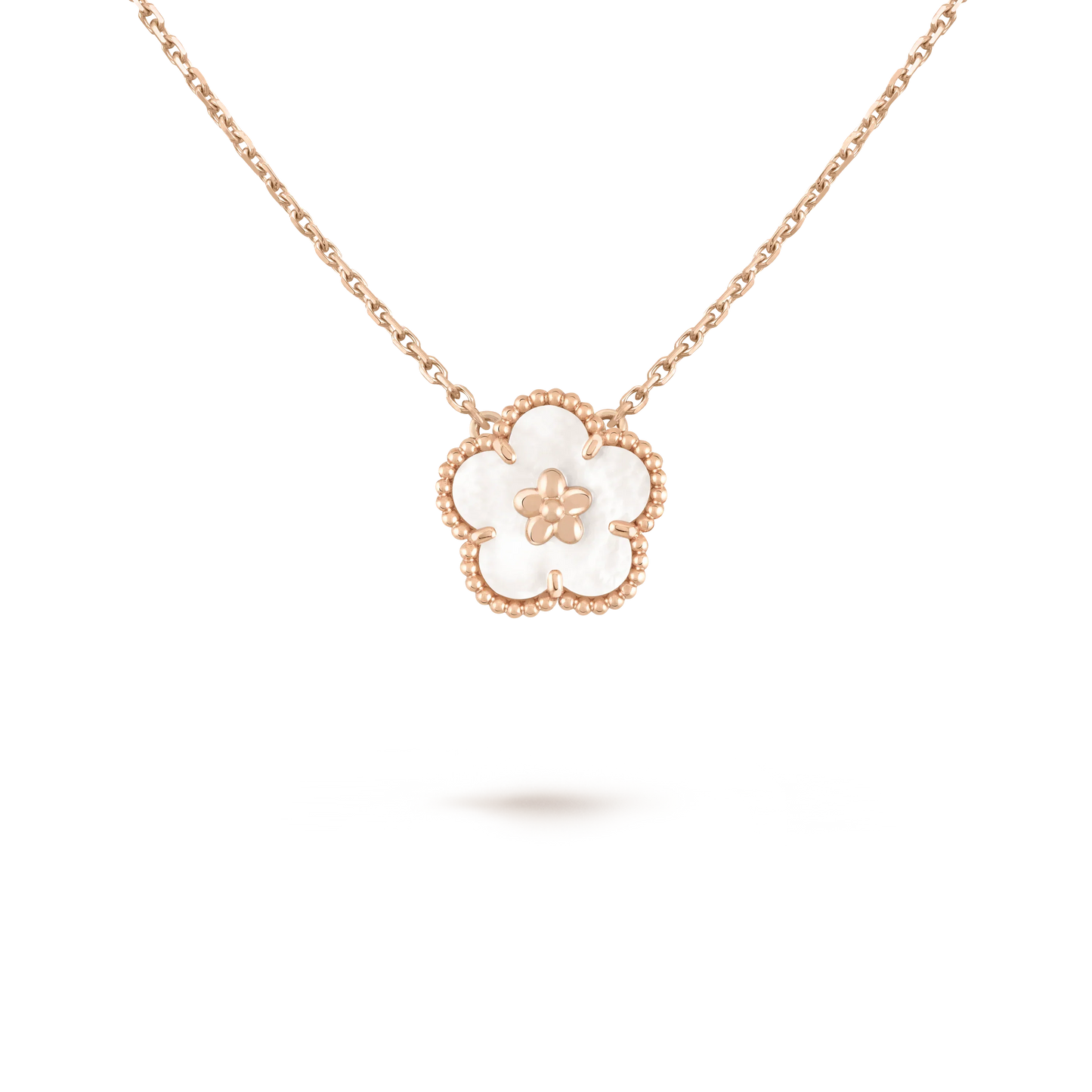 Noble Lucky Spring White Blossom Pink Gold Pendant