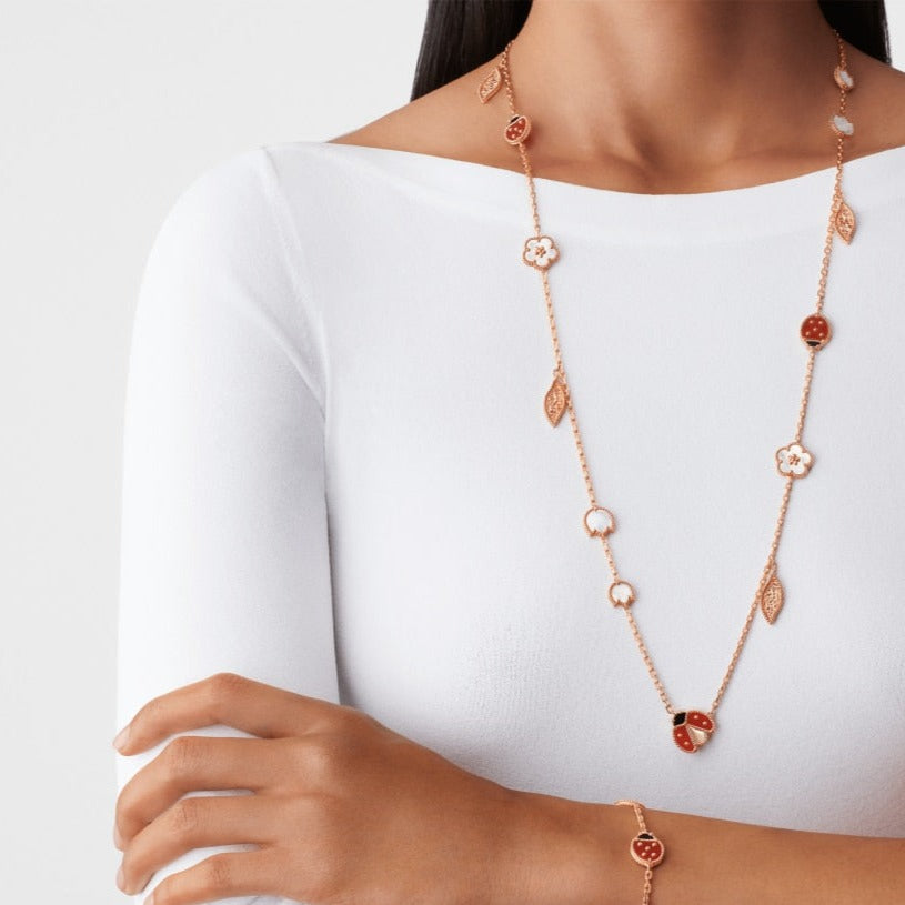 Noble Lucky Spring 15 Motifs Rose Gold Necklace