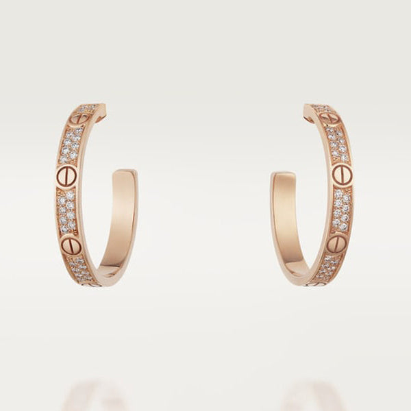 18k Love Pave Diamonds Earrings