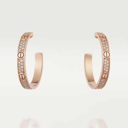 18k Love Pave Diamonds Earrings