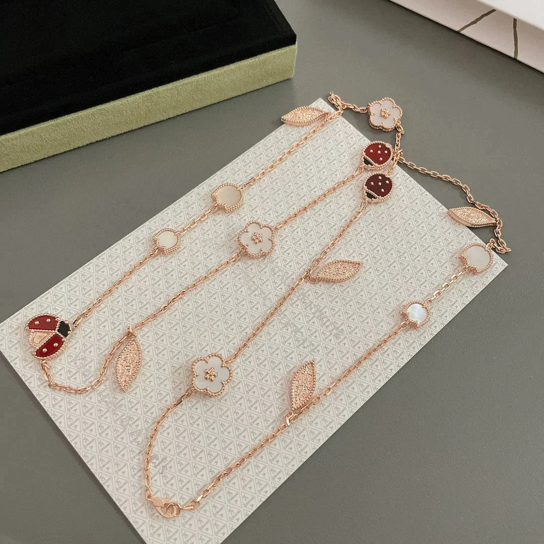 Noble Lucky Spring 15 Motifs Rose Gold Necklace