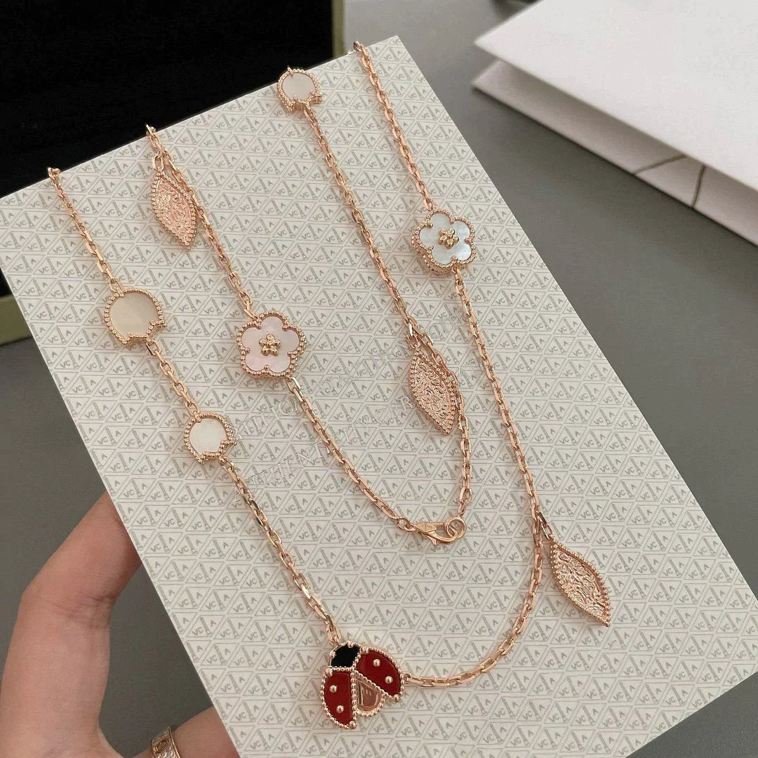 Noble Lucky Spring 15 Motifs Rose Gold Necklace