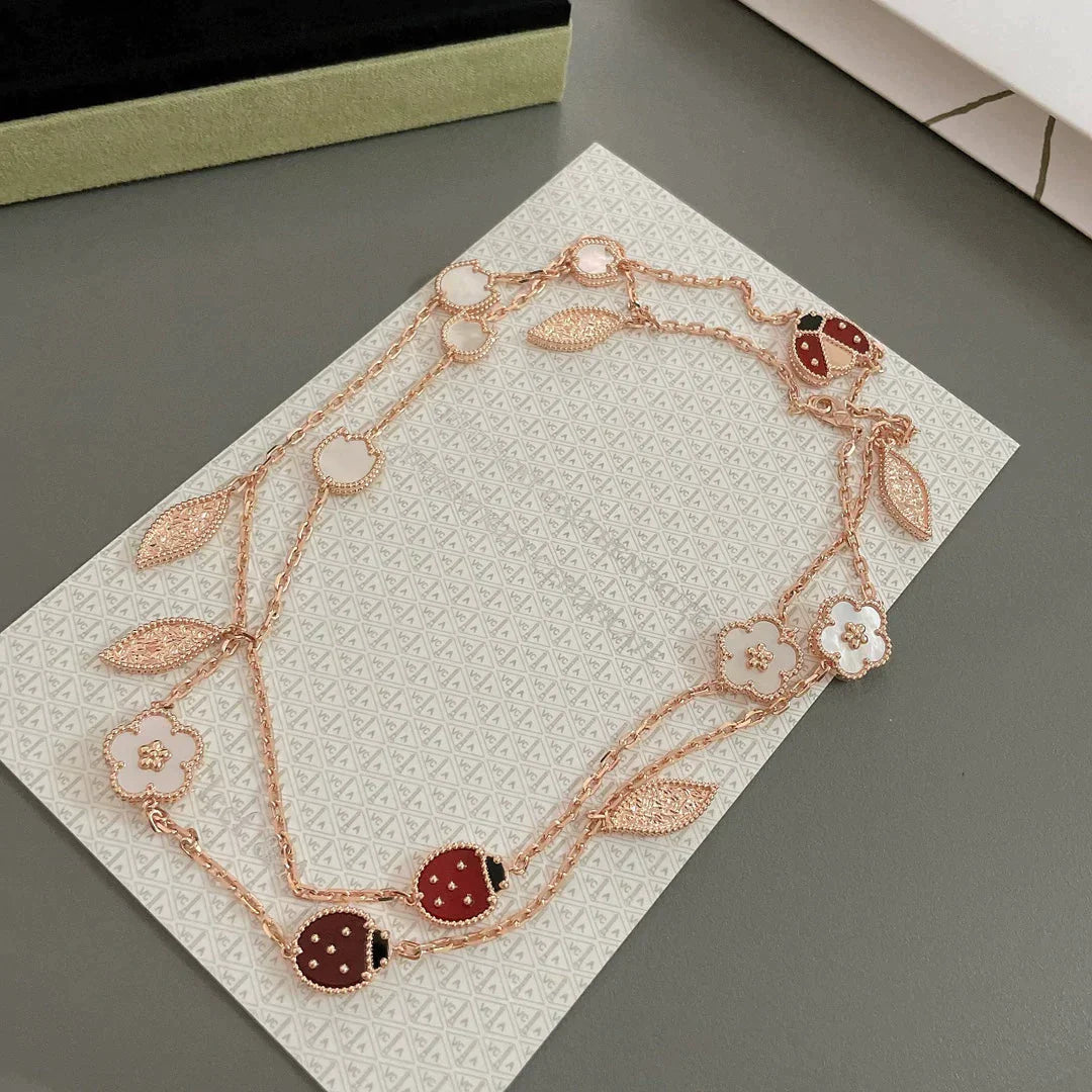Noble Lucky Spring 15 Motifs Rose Gold Necklace