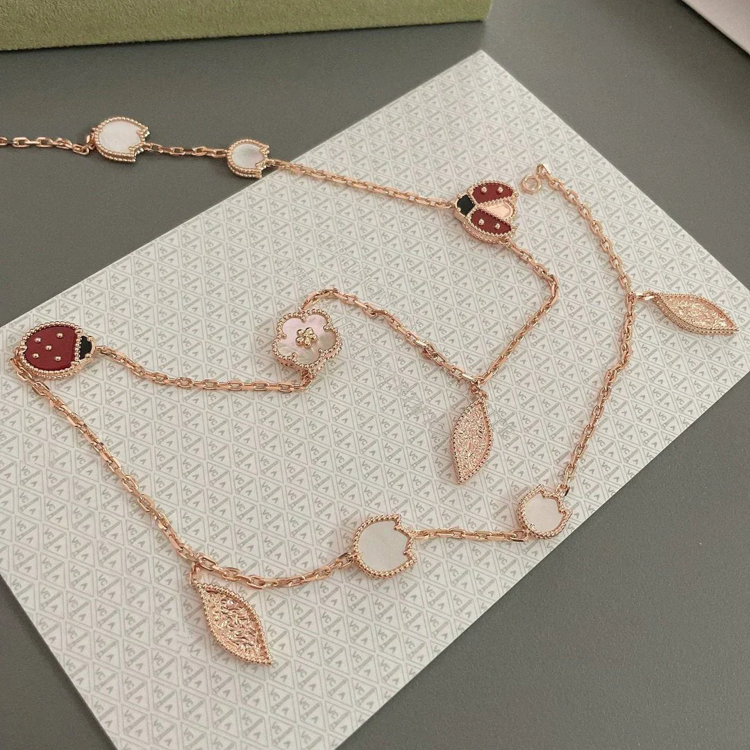 Noble Lucky Spring 15 Motifs Rose Gold Necklace
