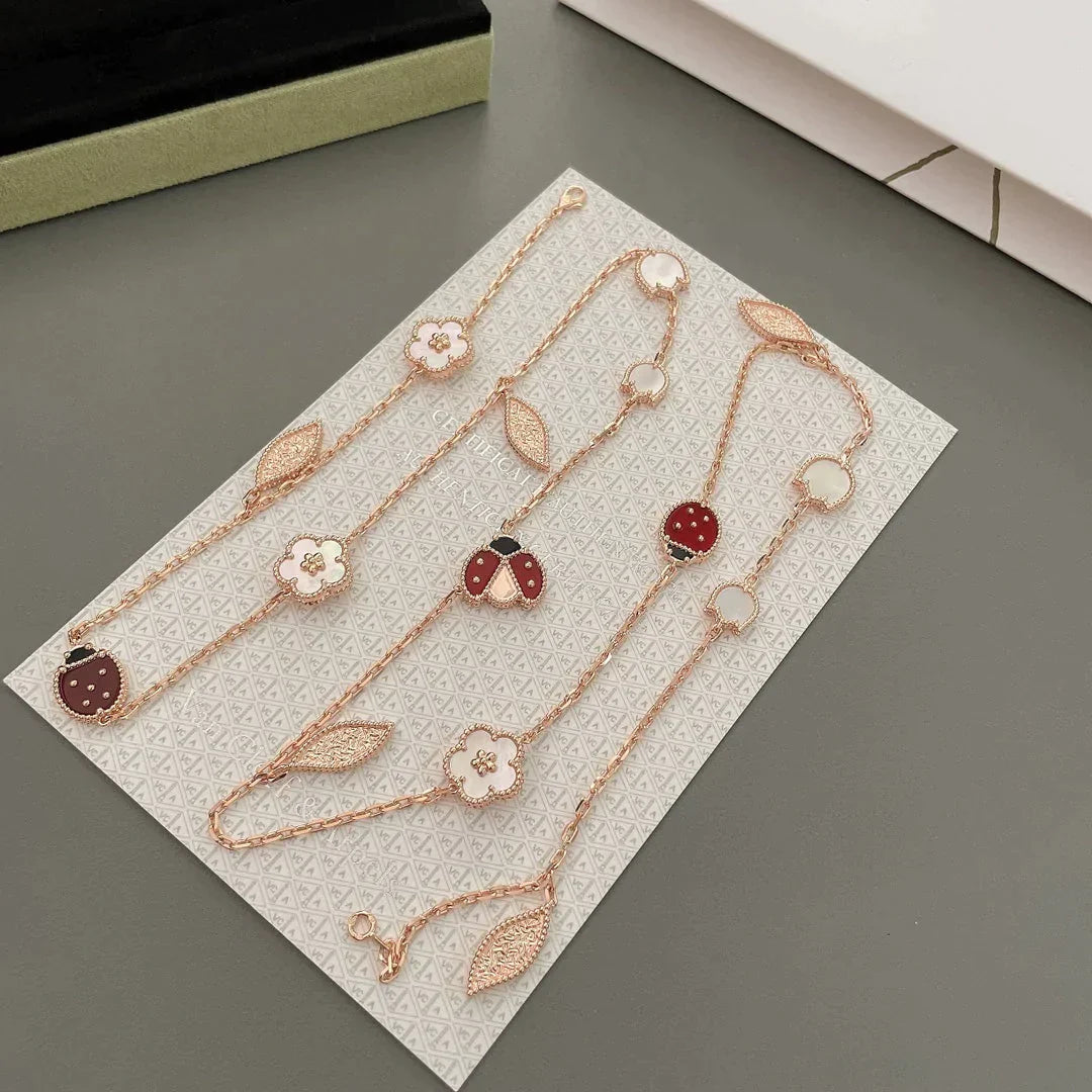 Noble Lucky Spring 15 Motifs Rose Gold Necklace