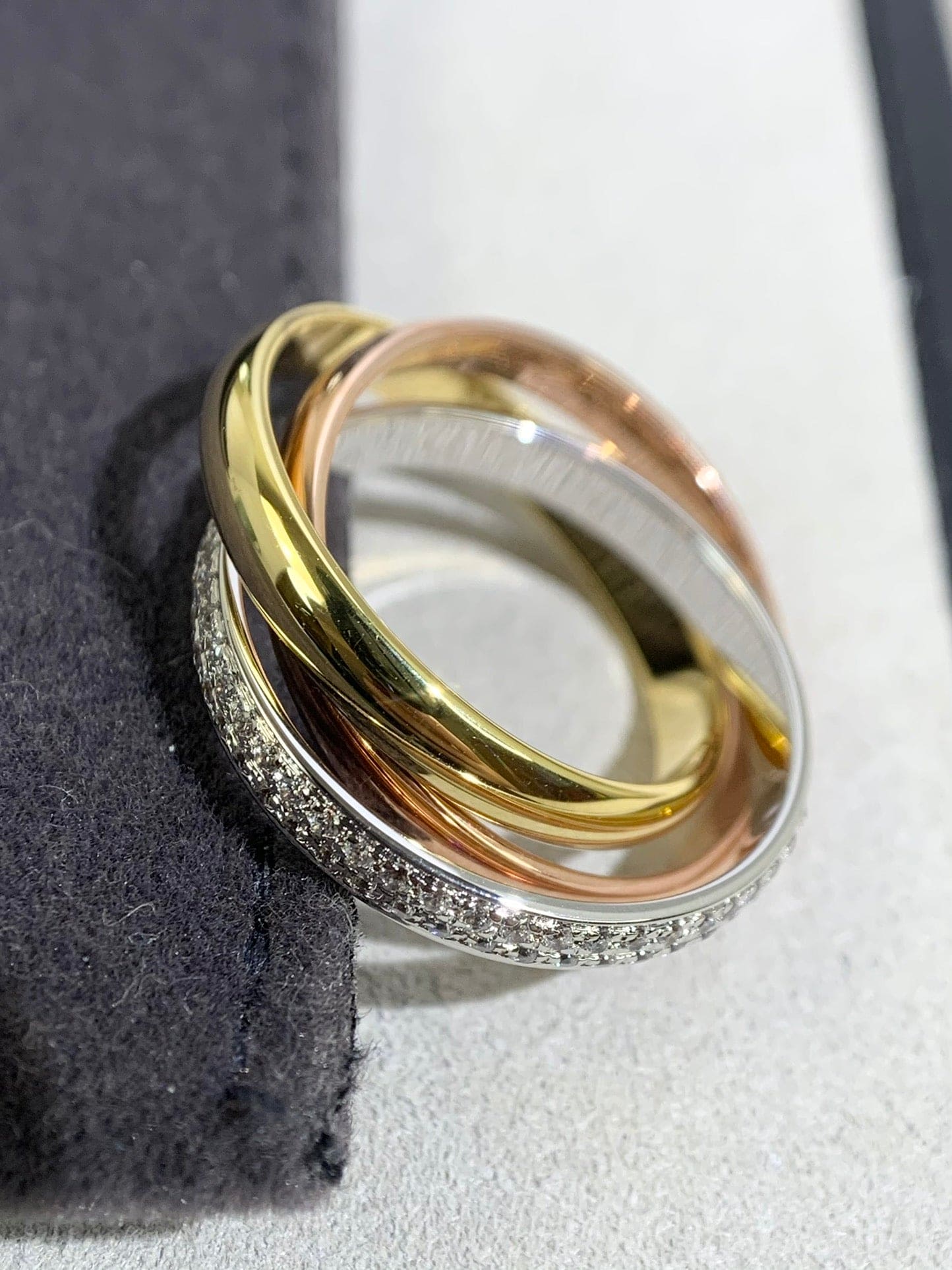 Noble Trinity Pave Diamond Ring