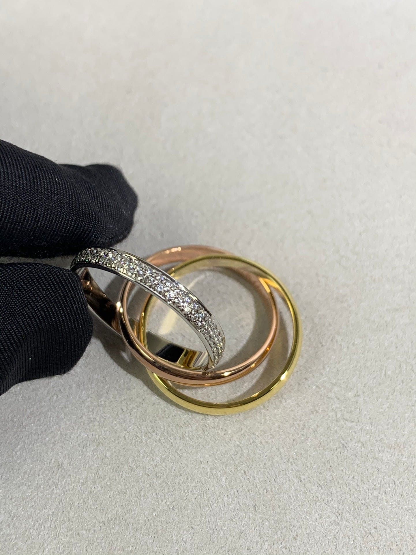 Noble Trinity Pave Diamond Ring