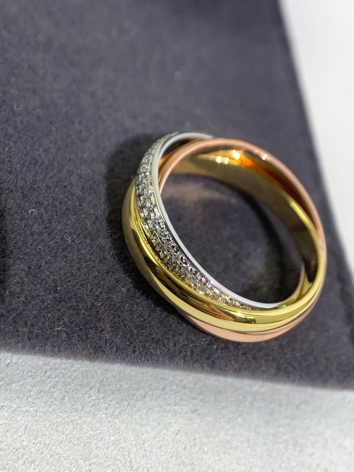 Noble Trinity Pave Diamond Ring