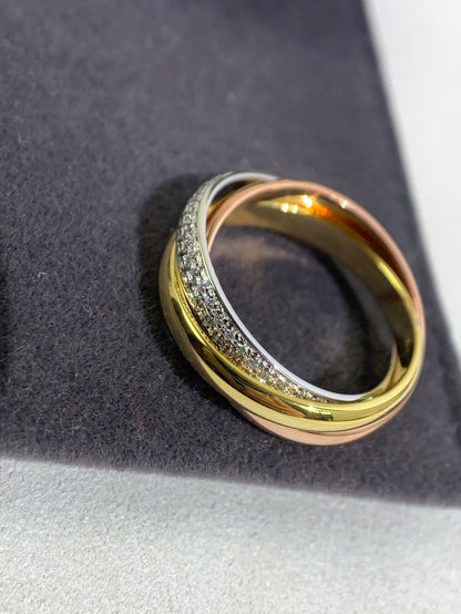 Noble Trinity Pave Diamond Ring