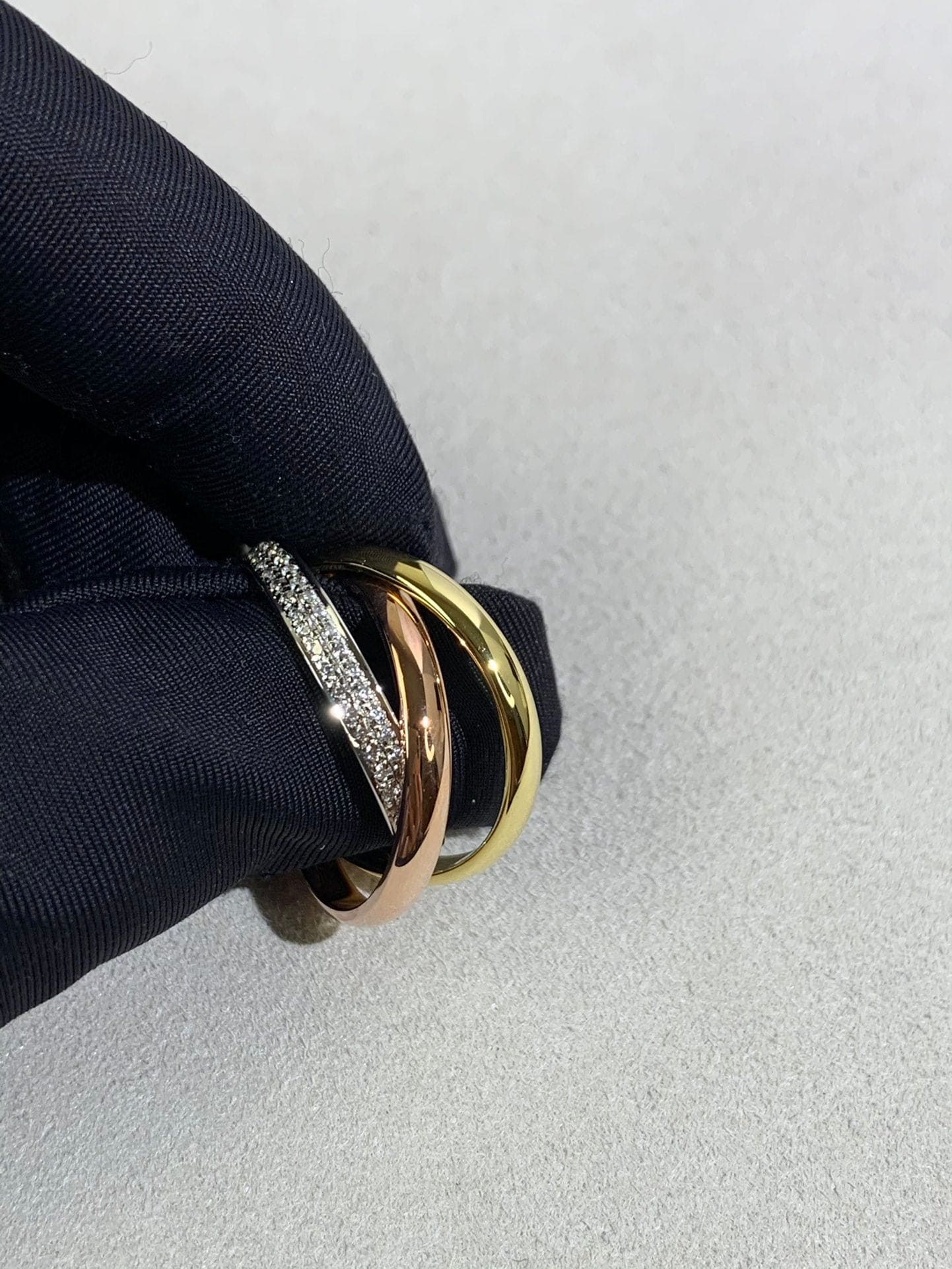 Noble Trinity Pave Diamond Ring