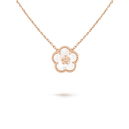 Noble Lucky Spring White Blossom Pink Gold Pendant