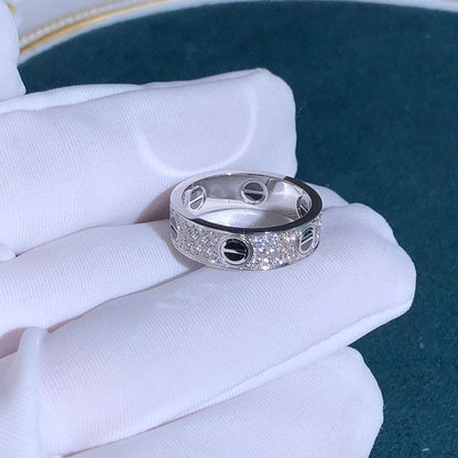 Noble White Gold Love Diamonds Ceramic Ring