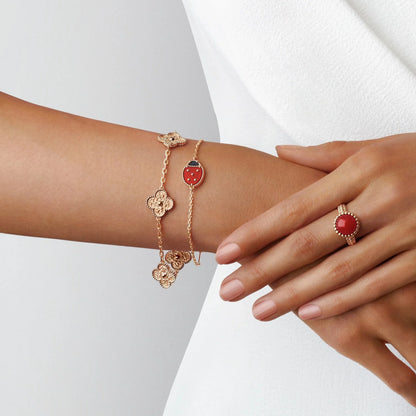 Noble Lucky Spring Closed Wings Bug Rose Gold Bracelet