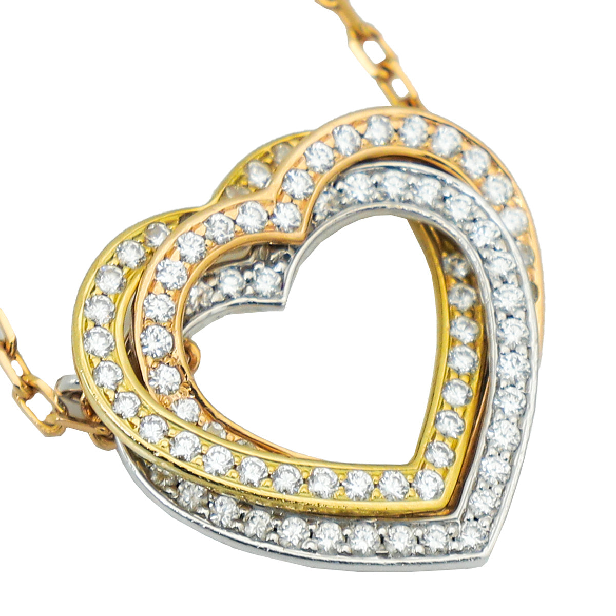 Noble Trinity Heart Full Diamond Necklace