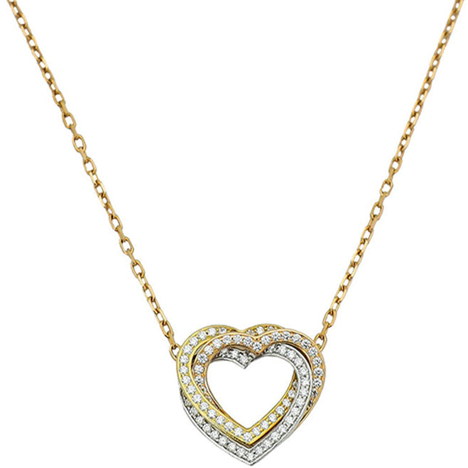 Noble Trinity Heart Full Diamond Necklace