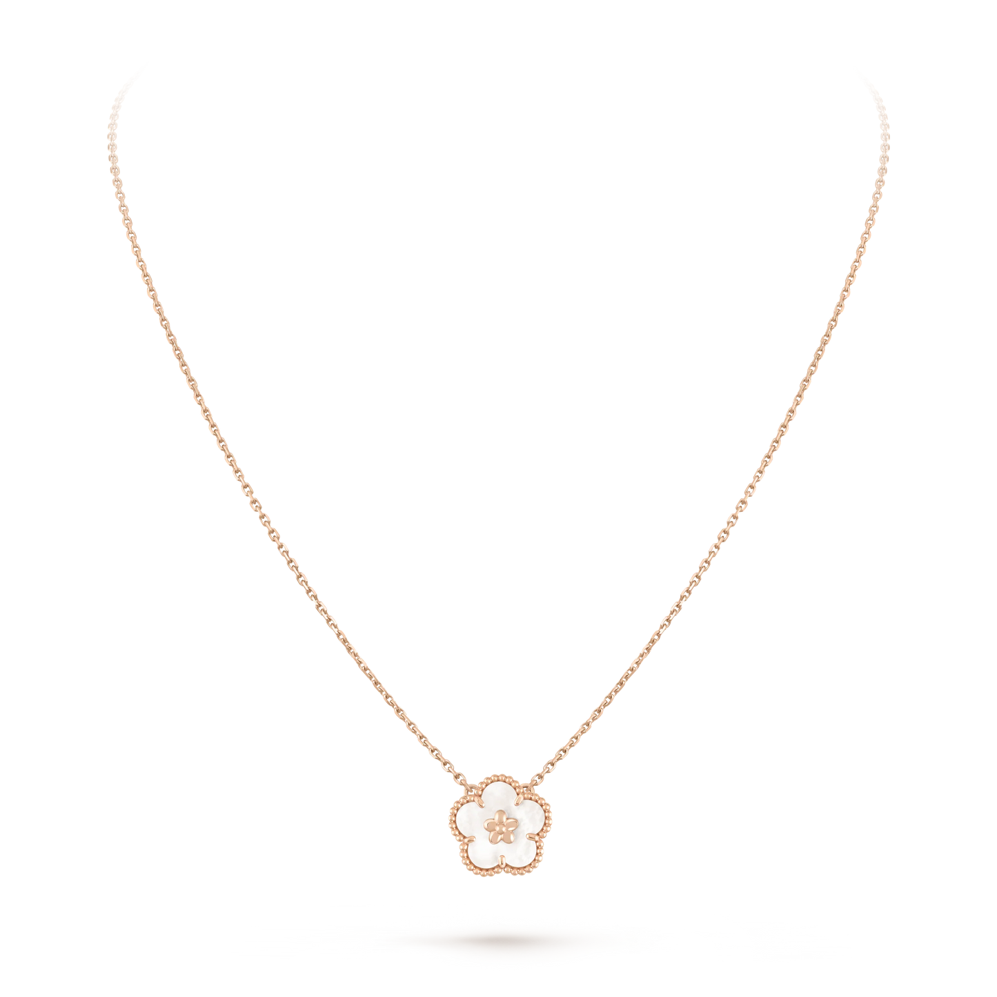 Noble Lucky Spring White Blossom Pink Gold Pendant