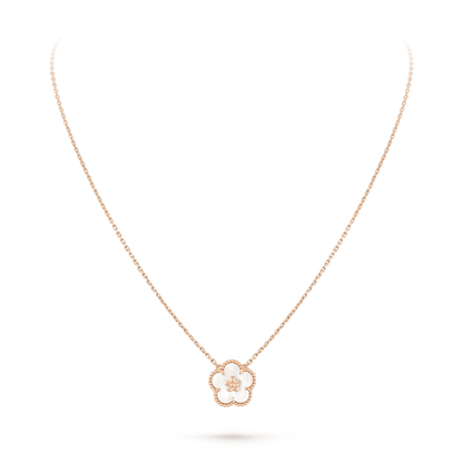 Noble Lucky Spring White Blossom Pink Gold Pendant