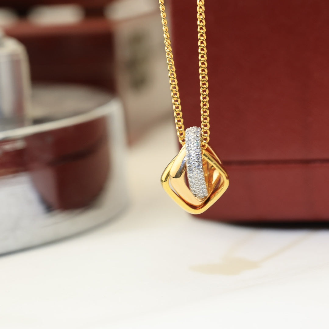Noble Trinity Cushion Diamond Necklace