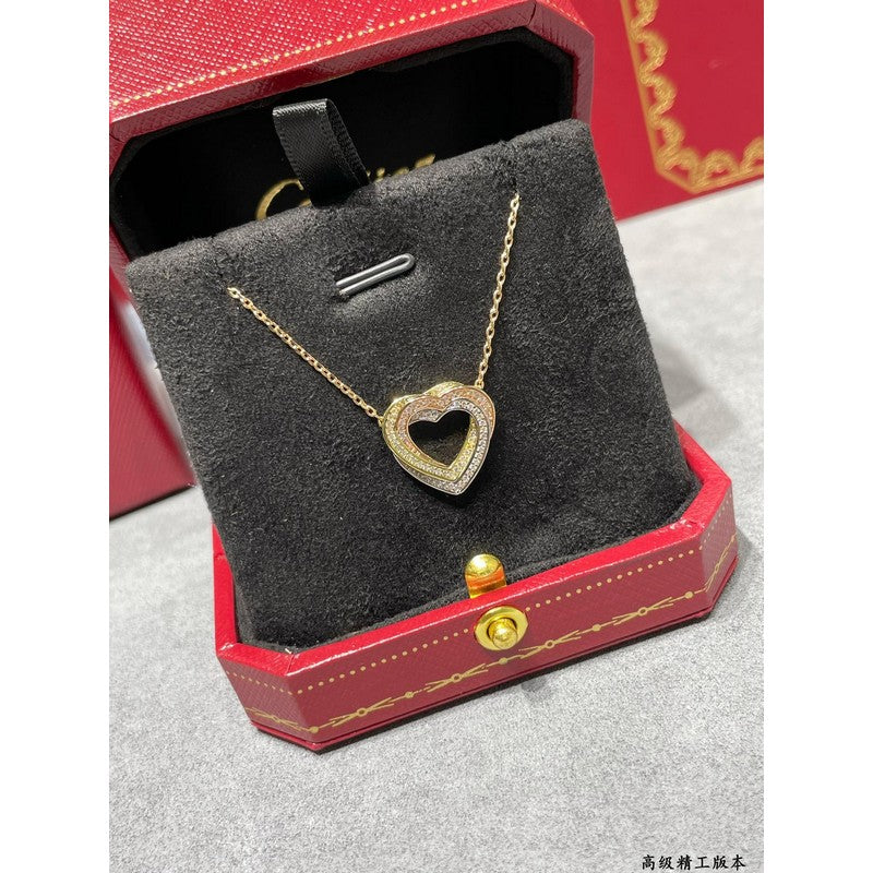 Noble Trinity Heart Full Diamond Necklace