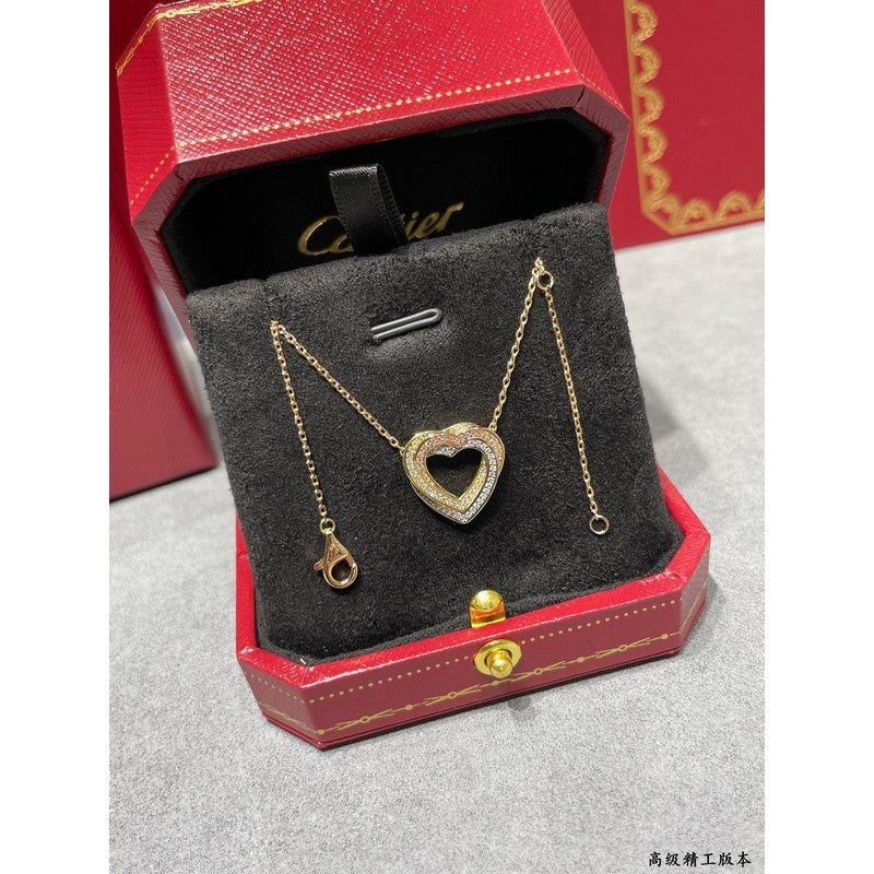 Noble Trinity Heart Full Diamond Necklace
