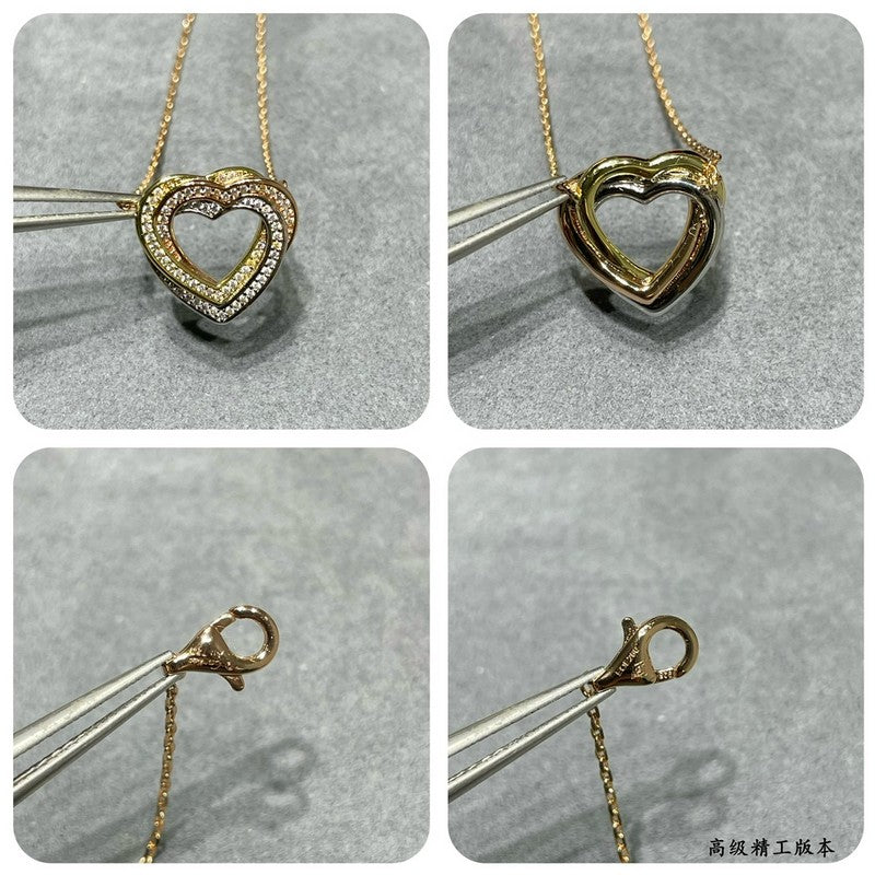 Noble Trinity Heart Full Diamond Necklace
