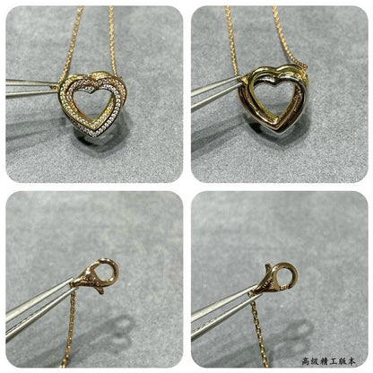 Noble Trinity Heart Full Diamond Necklace