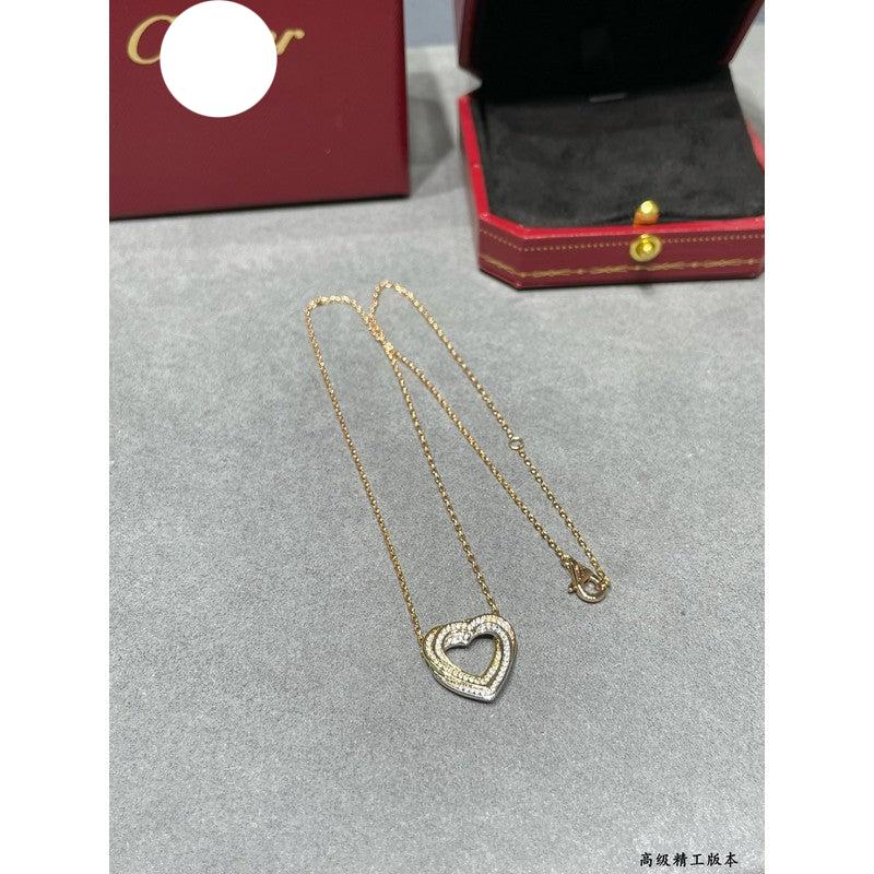 Noble Trinity Heart Full Diamond Necklace