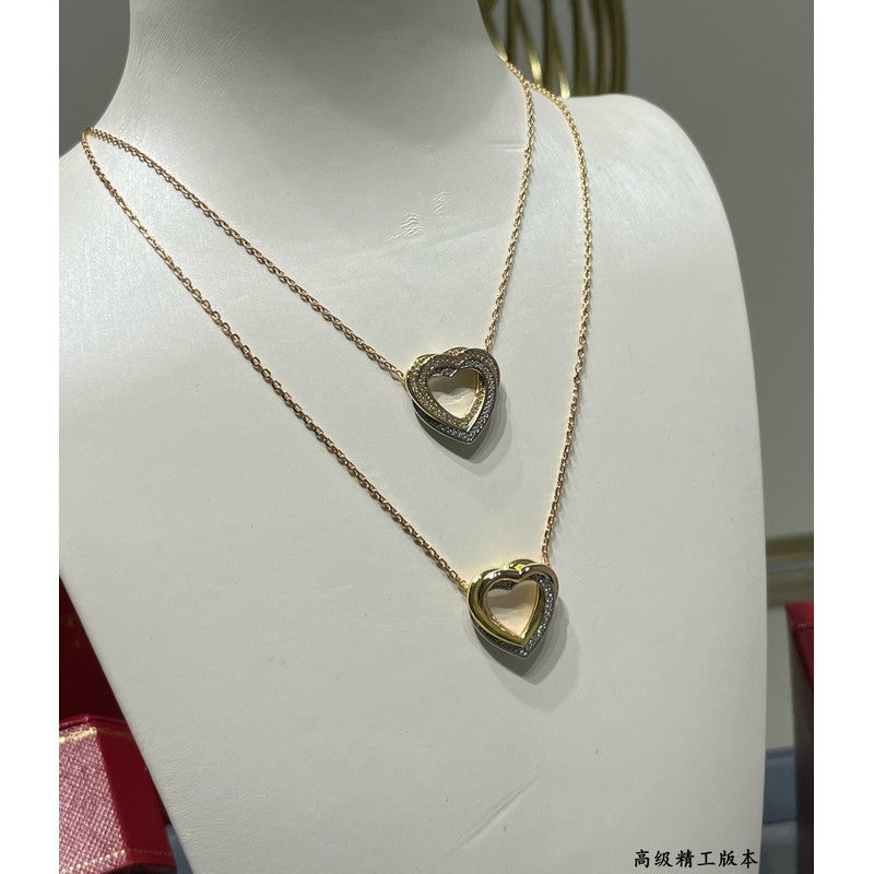 Noble Trinity Heart Full Diamond Necklace