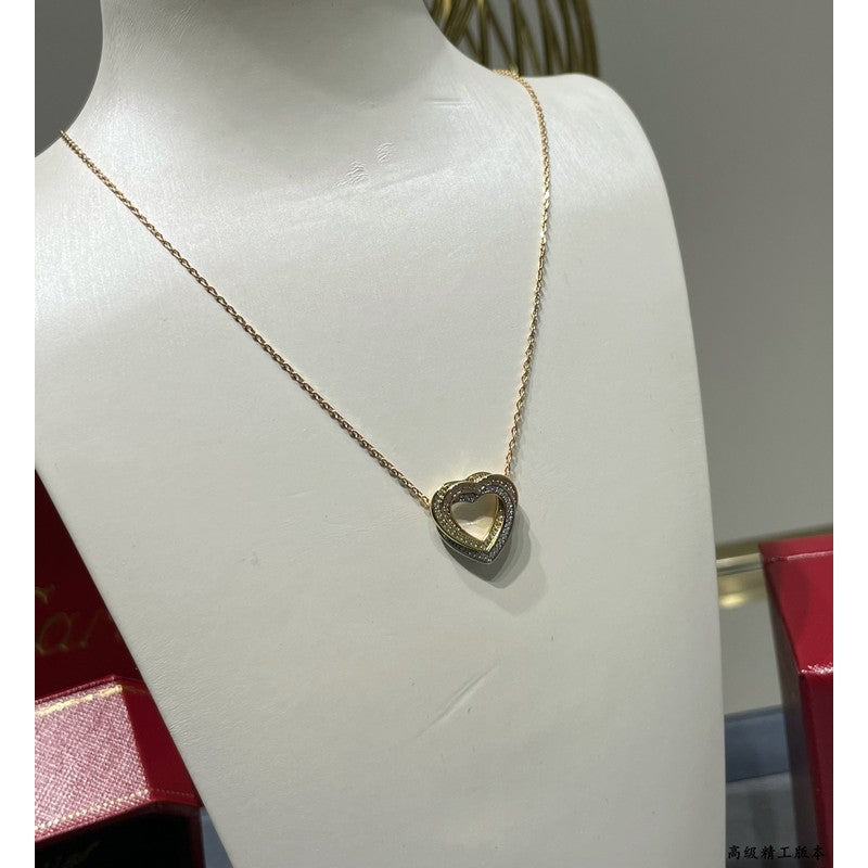 Noble Trinity Heart Full Diamond Necklace