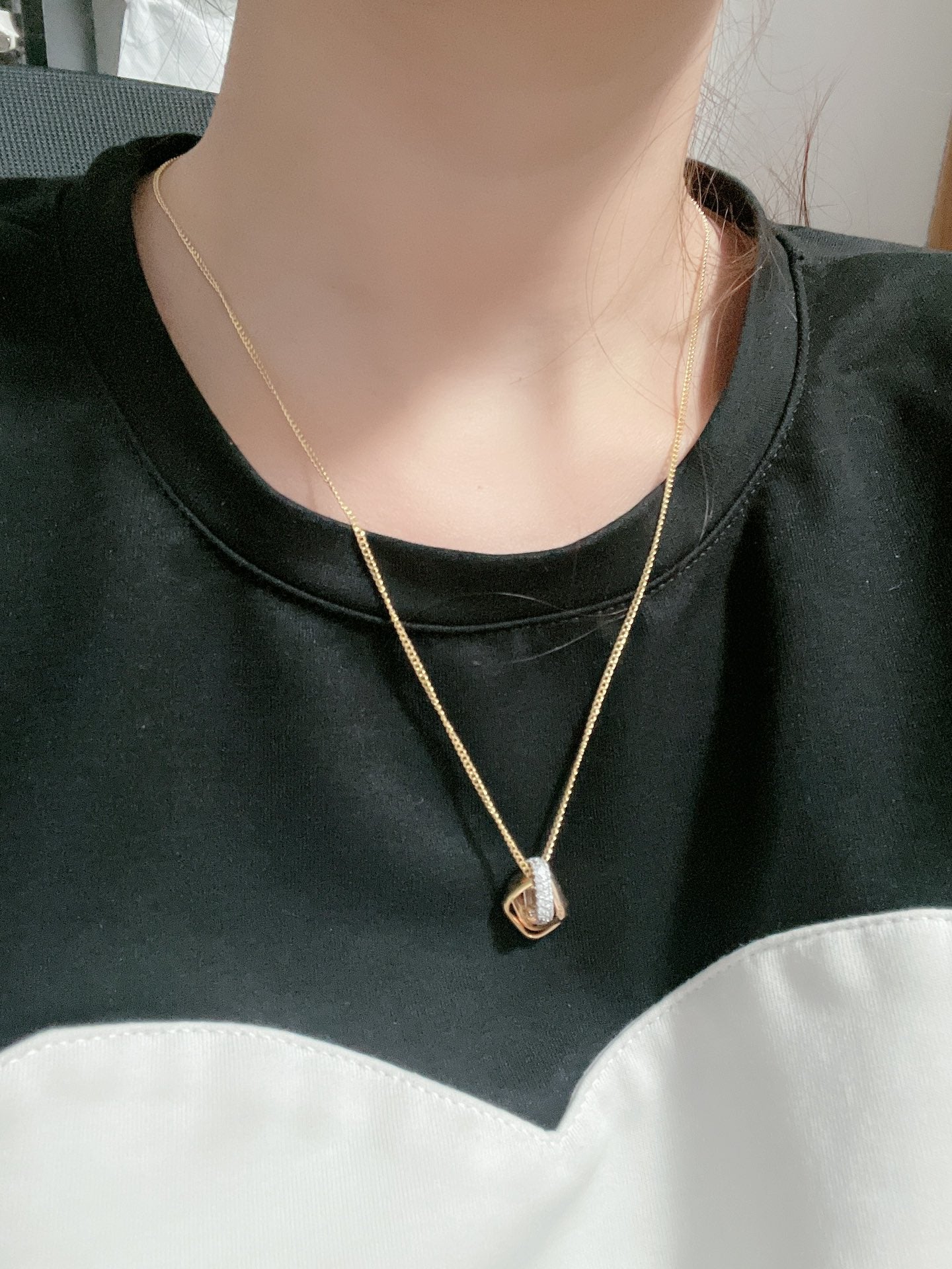 Noble Trinity Cushion Diamond Necklace