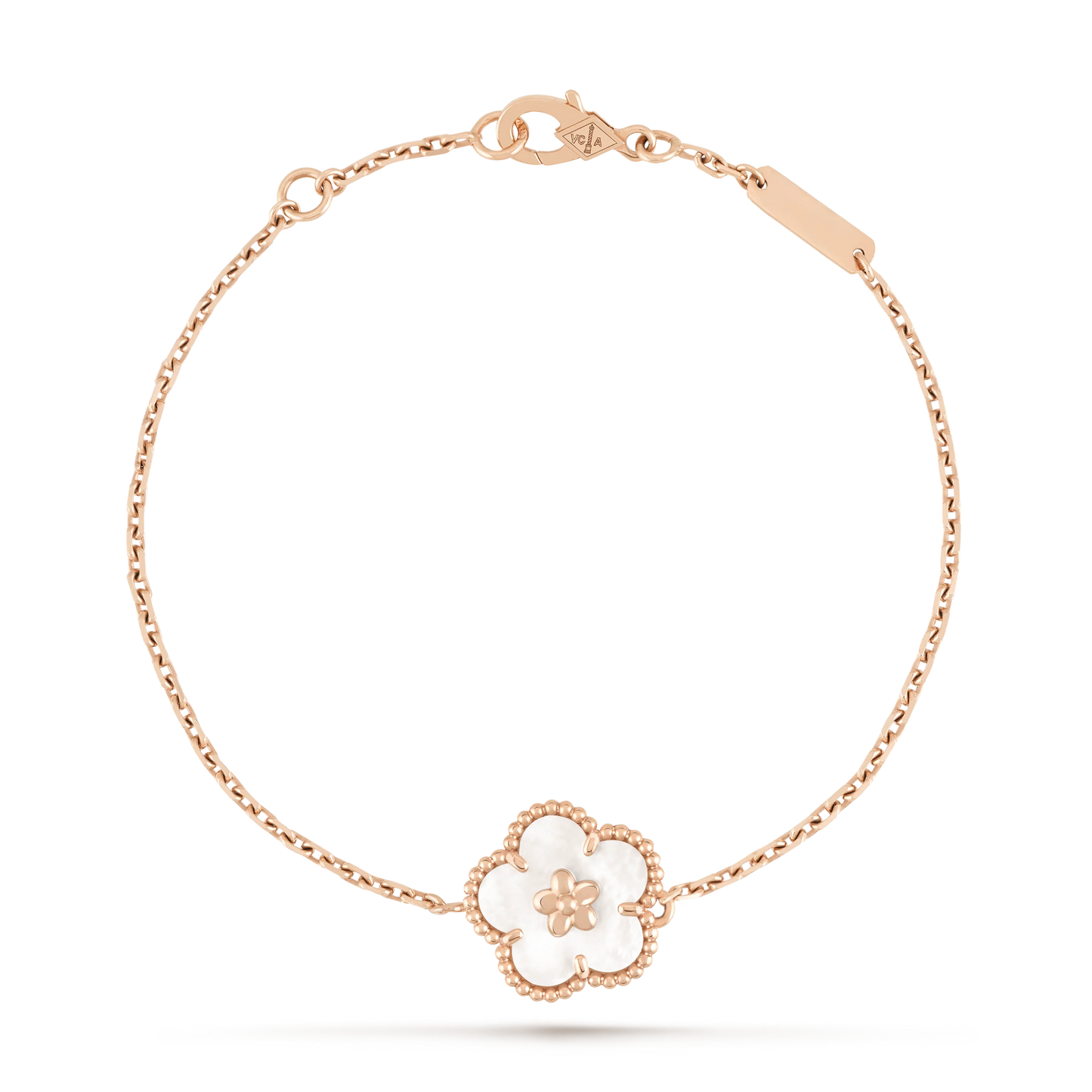 Noble Lucky Spring White Blossom Rose Gold Bracelet