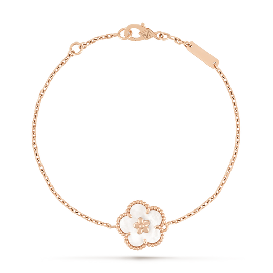 Noble Lucky Spring White Blossom Rose Gold Bracelet