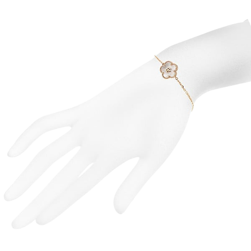 Noble Lucky Spring White Blossom Rose Gold Bracelet