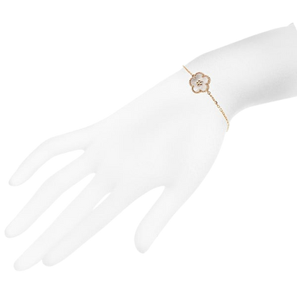 Noble Lucky Spring White Blossom Rose Gold Bracelet