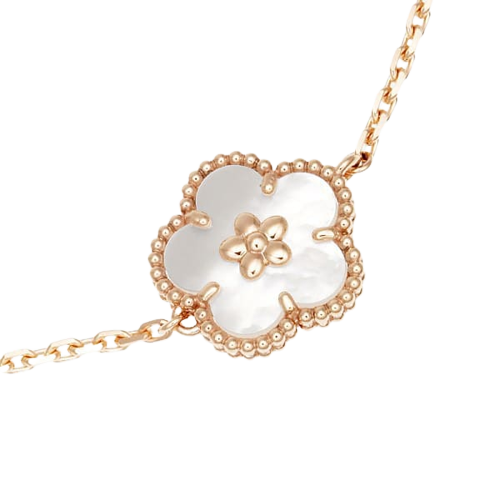 Noble Lucky Spring White Blossom Rose Gold Bracelet