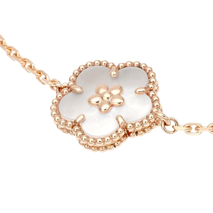 Noble Lucky Spring White Blossom Rose Gold Bracelet