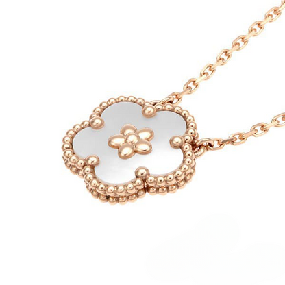 Noble Lucky Spring White Blossom Pink Gold Pendant